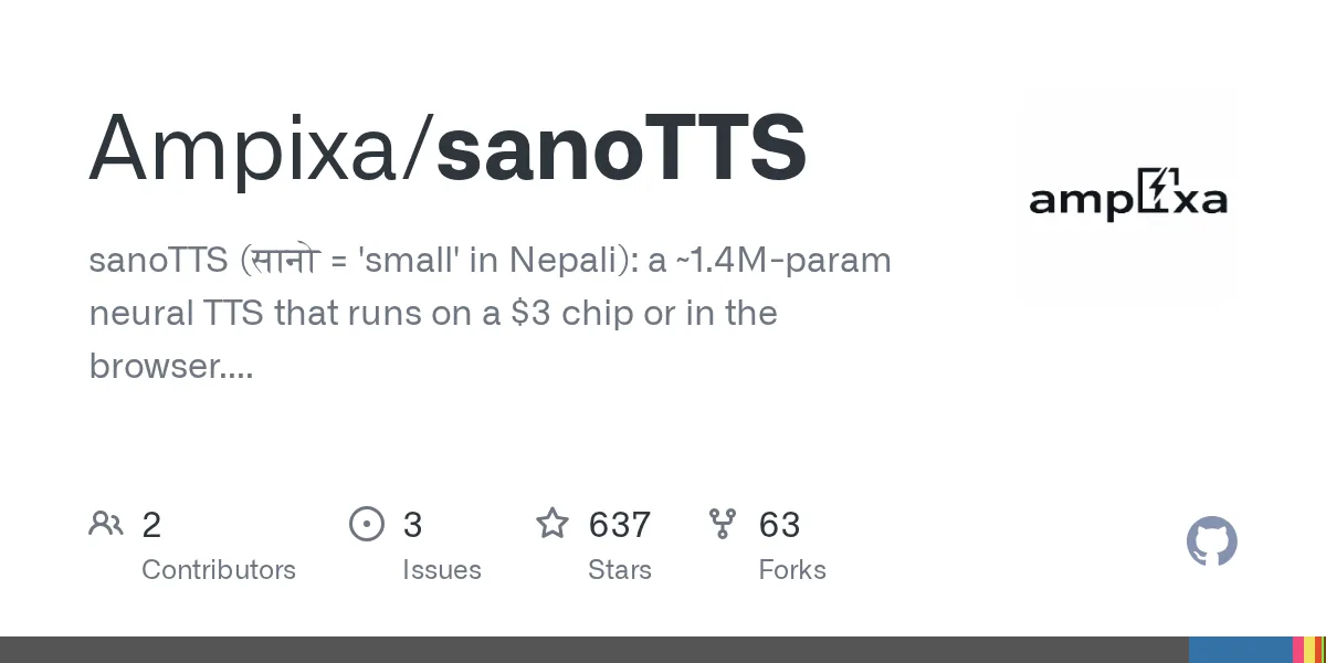 sanoTTS：極致輕量化 neural TTS，能在 3 美元晶片與瀏覽器流暢運作