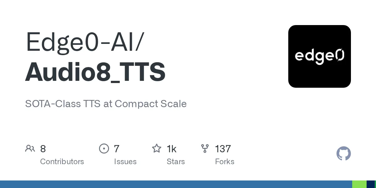 Audio8_TTS：輕量化高效能語音合成技術的全新突破